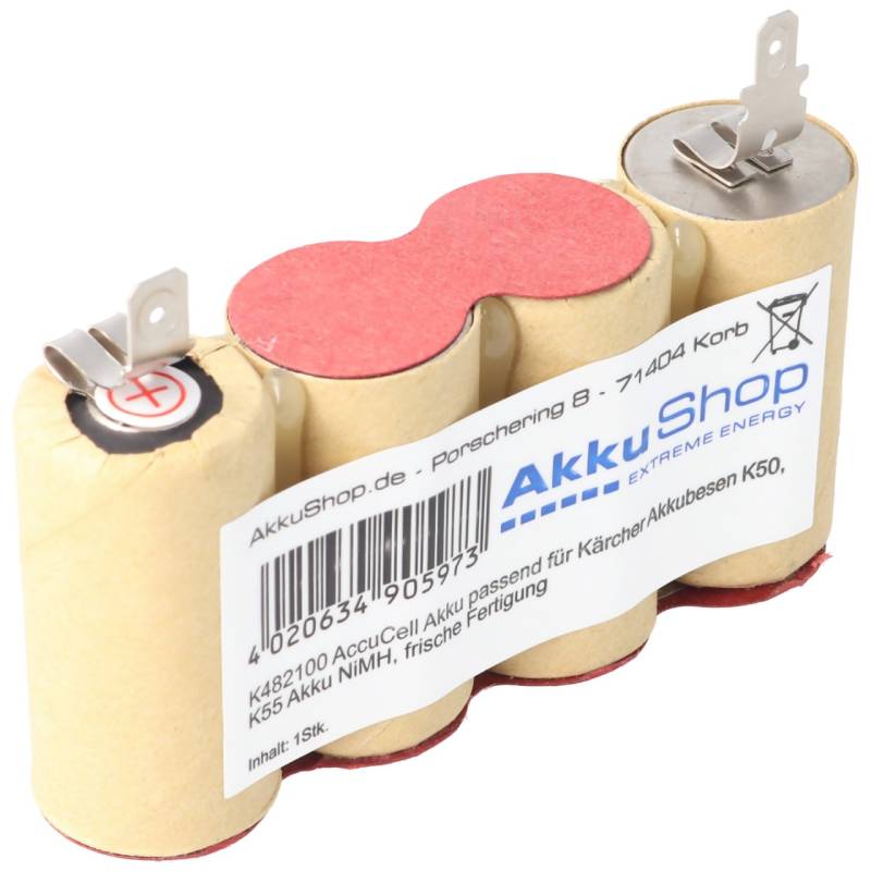 AccuCell Akku passend für Kärcher Akkubesen K50, K55 Akku NiMH 2000mAh von AccuCell