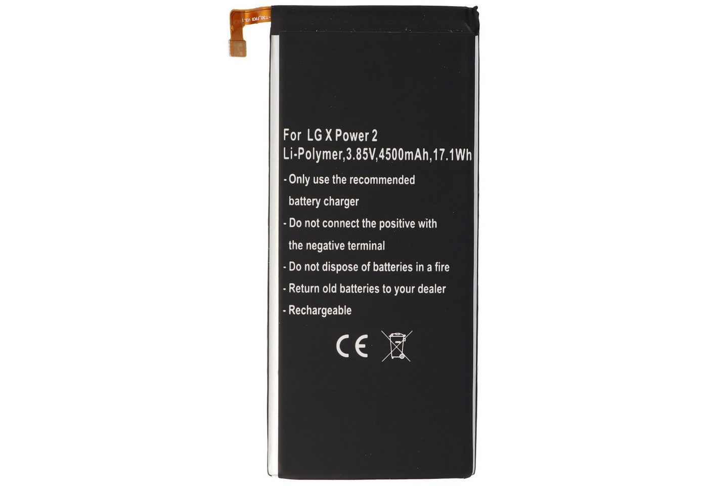 AccuCell Akku passend für LG X Power 2, Li-Polymer, 3,8V, 4500mAh, 17,1Wh, bui Akku 4500 mAh (3,8 V) von AccuCell