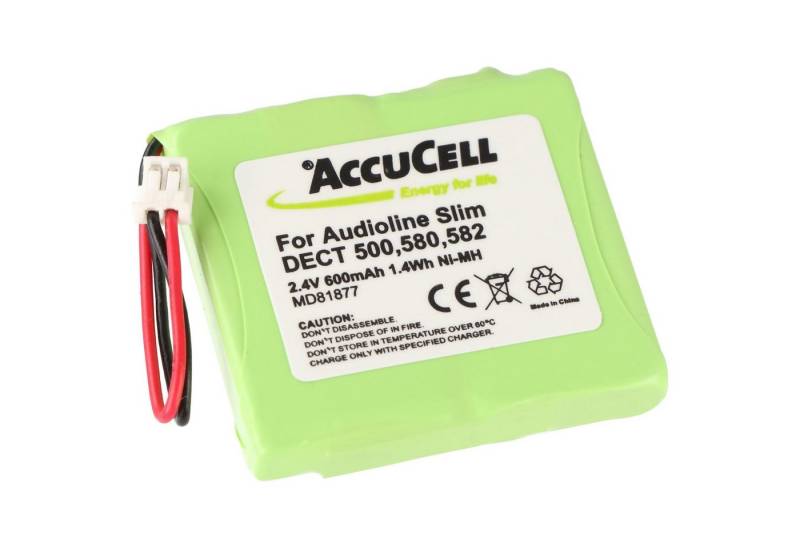 AccuCell Akku passend für MEDION MD81877, Audioline Slim 500, S63006 Akku 600 mAh (2,4 V) von AccuCell