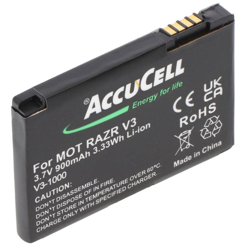 AccuCell Akku passend für Motorola V3 Razr, PEBL SNN5696, BA700, 900mAh von AccuCell
