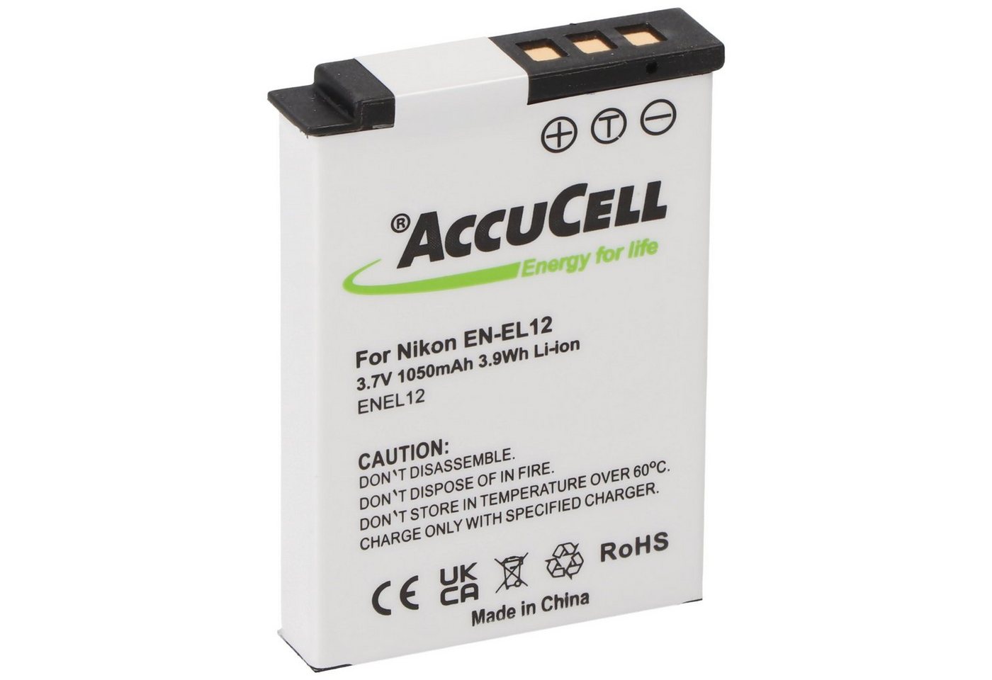 AccuCell Akku passend für Nikon EN-EL12 Akku, CoolPix S610, S610C, S710, 44,5 Akku 1050 mAh (3,7 V) von AccuCell