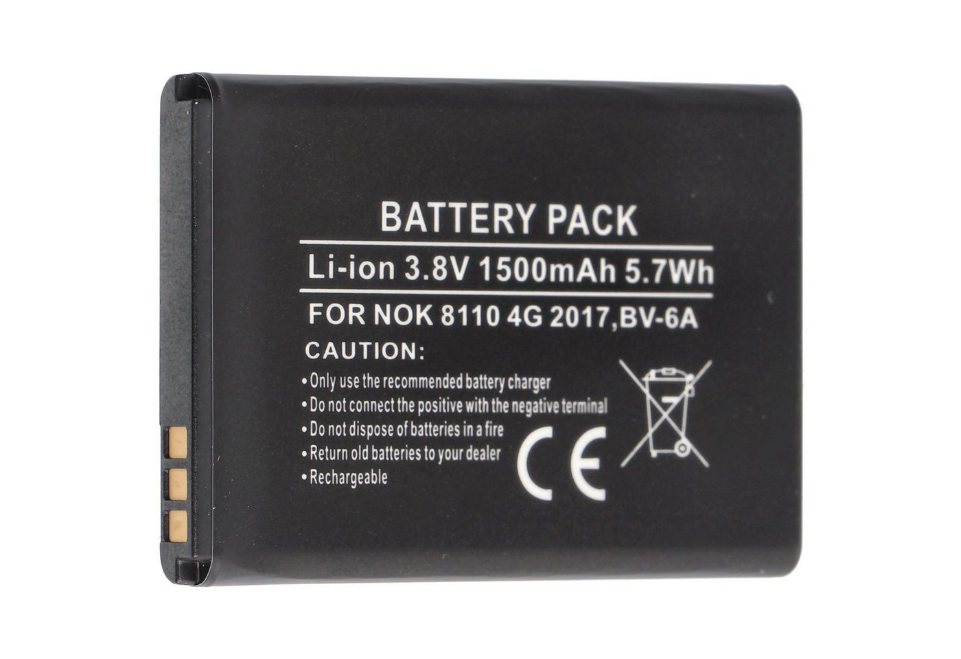 AccuCell Akku passend für Nokia 8110 4G 2017, BV-6A Li-Ion 3,8 Volt 53,2 x 38, Akku 1500 mAh (3,8 V) von AccuCell