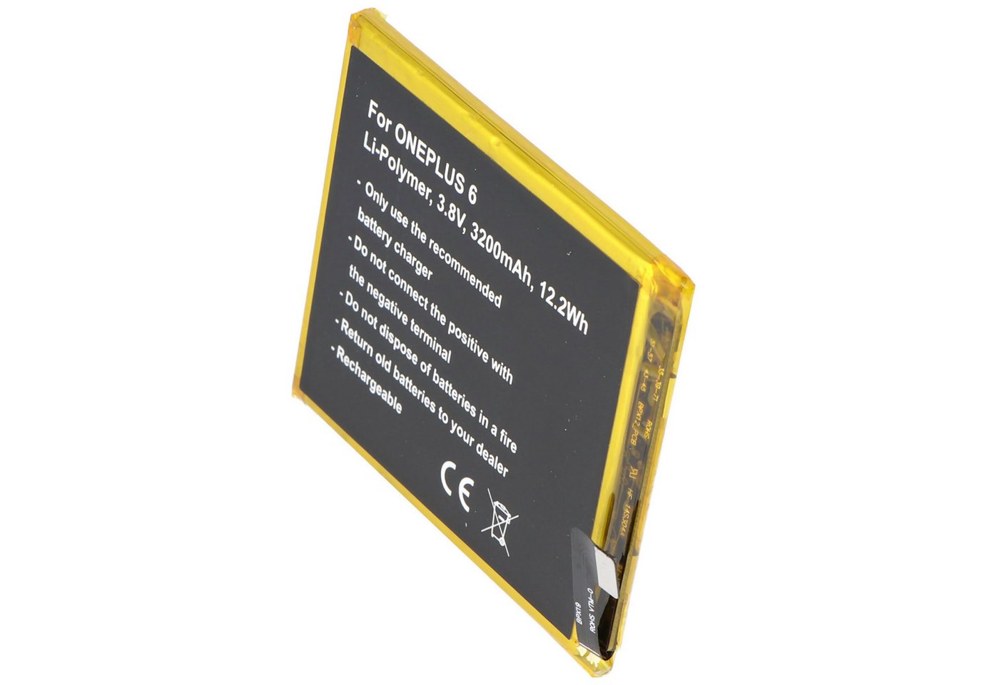 AccuCell Akku passend für ONEPLUS 6, Li-Polymer, 3,8V, 3200mAh, 12,2Wh, built- Akku 3200 mAh (3,8 V) von AccuCell