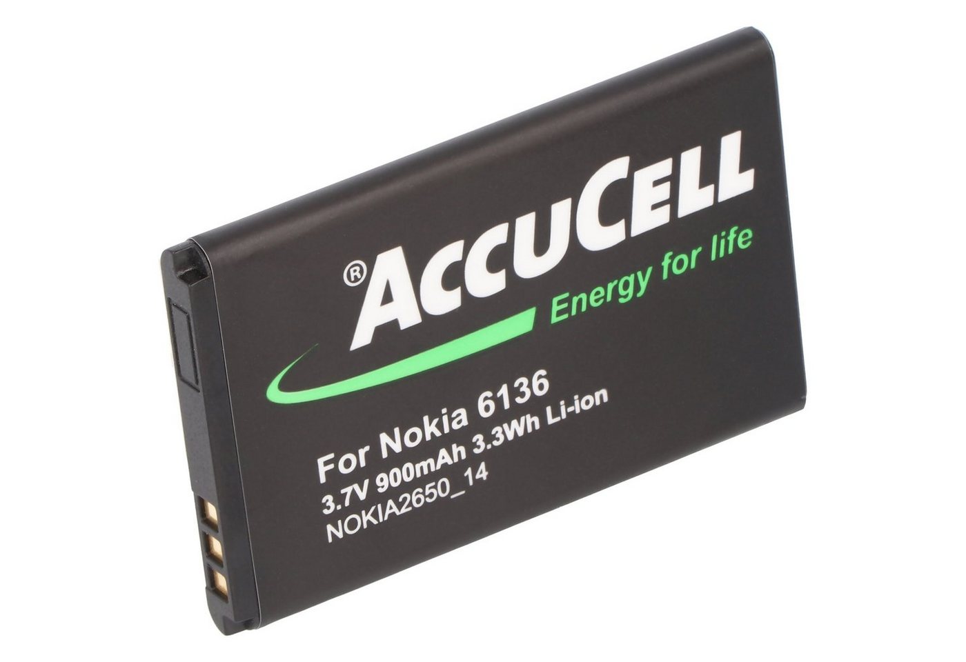 AccuCell Akku passend für PEAQ PMP300 Handyakku PMP 300 Seniorentelefon, Großt Akku 900 mAh (3,7 V) von AccuCell