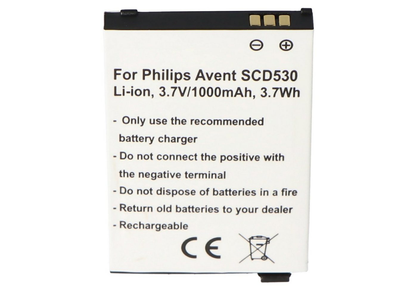 AccuCell Akku passend für Philips Avent SCD530, Li-Ion, 3,7V, 1000mAh, 3,7Wh Akku 1000 mAh (3,7 V) von AccuCell