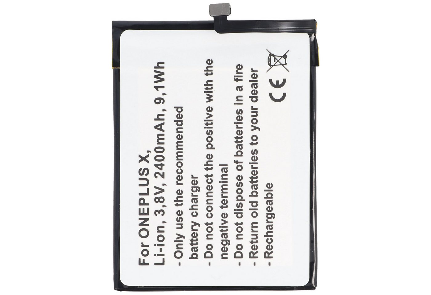AccuCell Akku passend für den ONEPLUS X Akku E1000, X OPPO A30, A30 Dual SIM T Akku 2400 mAh (3,8 V) von AccuCell