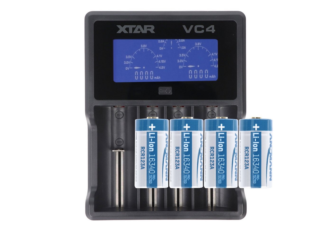 AccuCell CR123 A Li-Ion Akku mit 3,7 Volt, max. 850mAh 4 Stück und LCD-Schnell Akku 700 mAh (3,7 V) von AccuCell