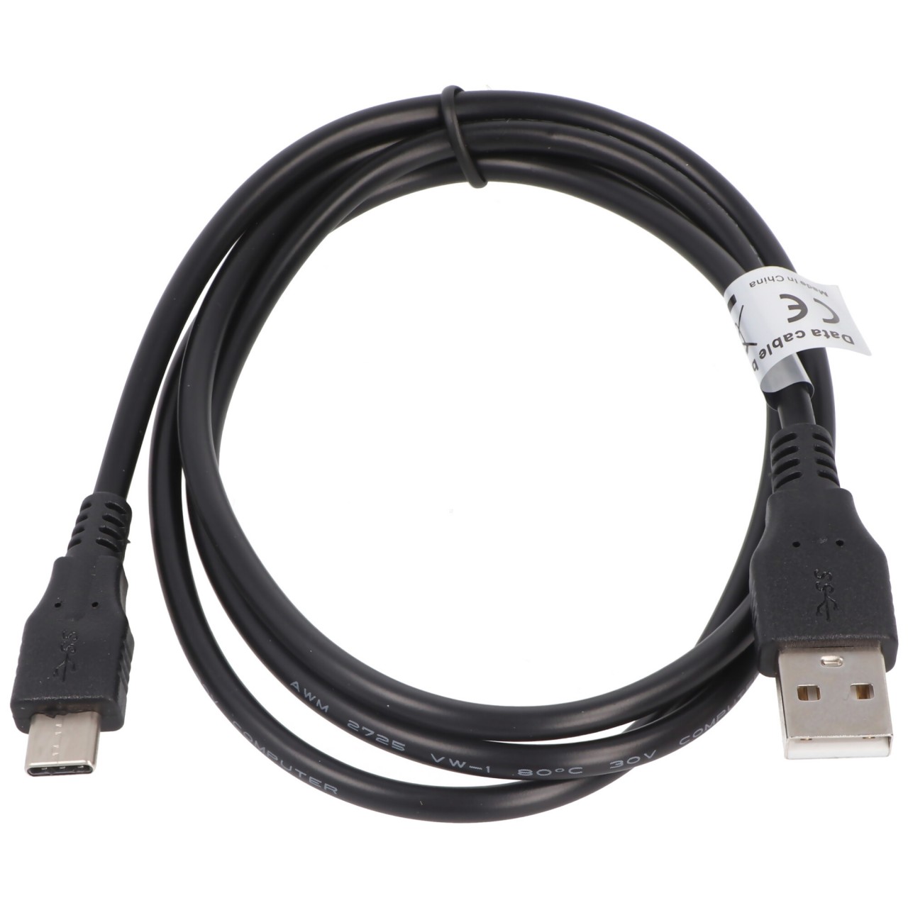 AccuCell Datenkabel - 1A USB Type C (USB-C) Stecker auf USB A (USB-A 2.0) Stecker - 1,0m von AccuCell