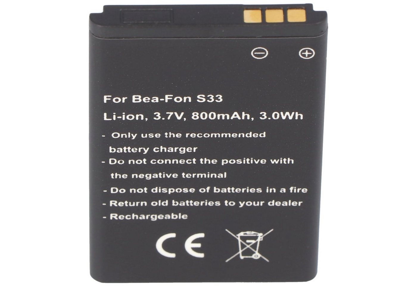 AccuCell Nachbau Akku exakt passend für Bea-Fon S33, C140, C240 Akku 3,7 Volt Akku 800 mAh (3,7 V) von AccuCell