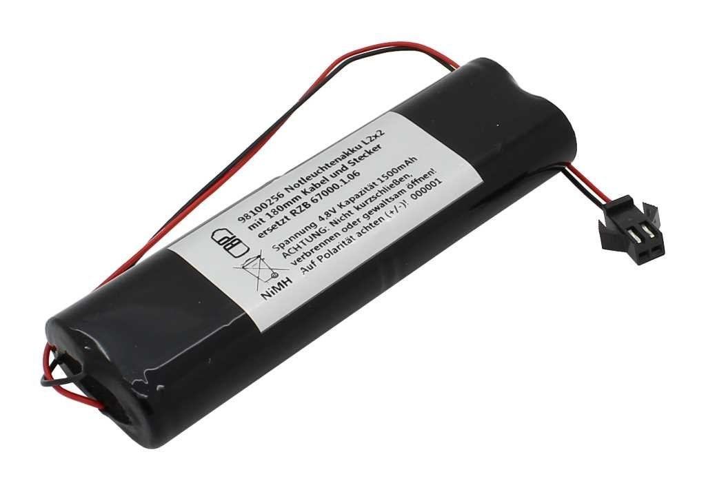 AccuCell Notleuchtenakku NiMH 4,8V 1100mAh L2x2 Mignon AA mit 150mm Kabel pas Akku von AccuCell