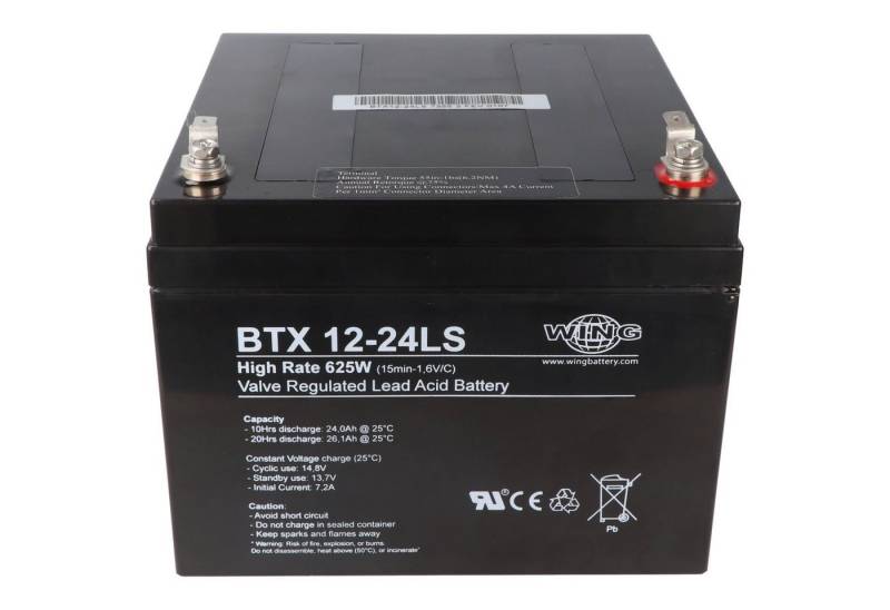 AccuCell Wing BTX12-24LS 12V 24Ah high rate hochstromfähig Bleiakku AGM Blei G Akku von AccuCell