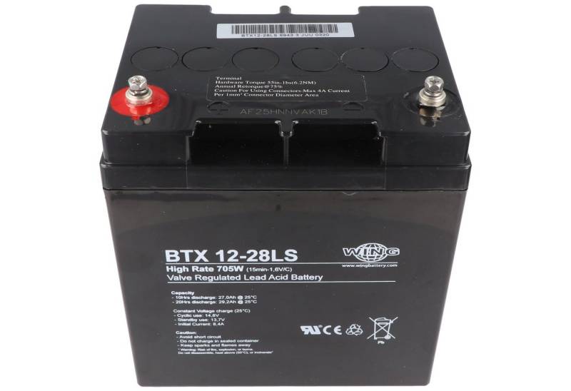 AccuCell Wing BTX12-28LS 12V 28Ah high rate hochstromfähig Bleiakku AGM Blei G Akku von AccuCell