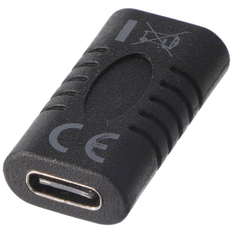 Adapter USB-C™ auf USB-C™ zum einfachen Verbinden von zwei USB-C™-Kabeln, schwarz von AccuCell