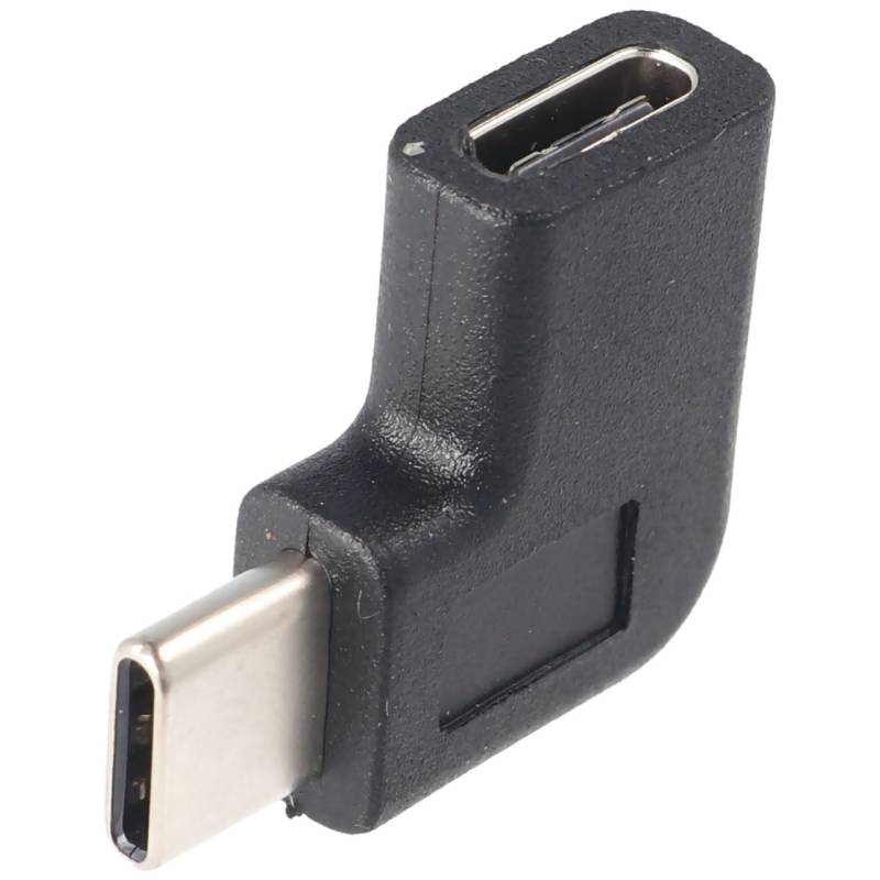 Adapter USB-C auf USB-C mit 90 Grad Winkel schwarz, abgewinkelter Adapter verlängert das USB-C, geeignet für das MacBook mit USB-C Port von AccuCell