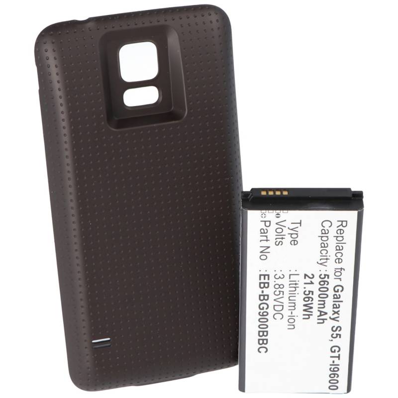 Akku nur passend für Samsung Galaxy S5 mit 5600mAh mit Zusatzdeckel schwarz von AccuCell