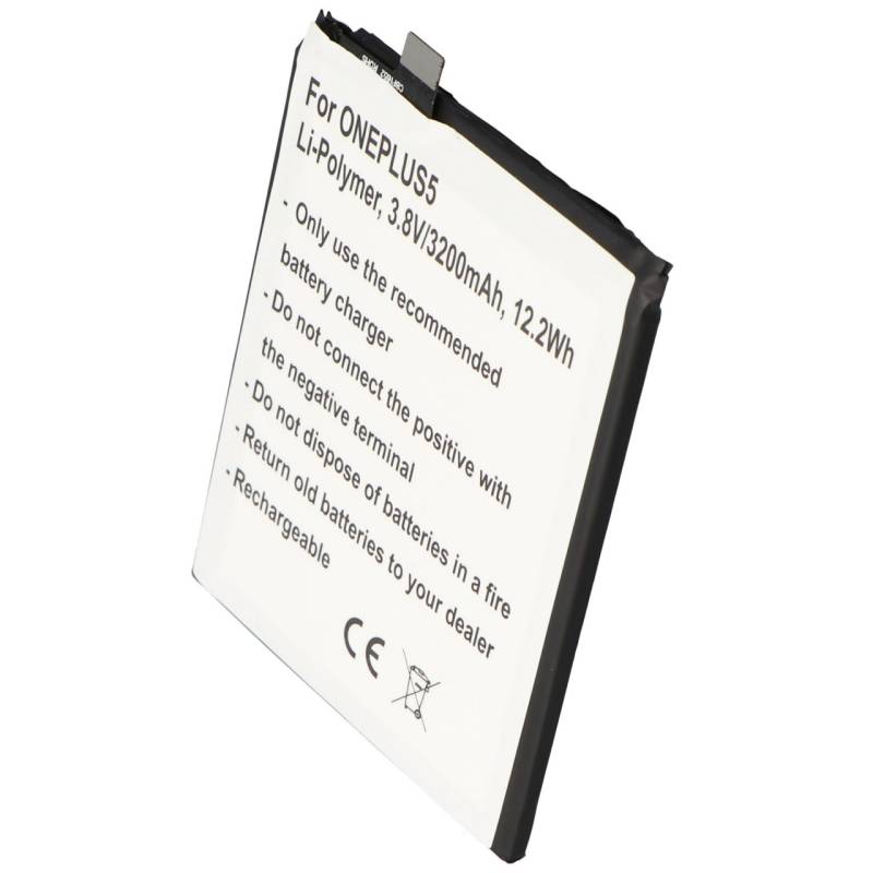 Akku passend für ONEPLUS 5 BLP637 Akku-Li-Polymer 3,8V, 3200mAh 12,2Wh, built-in ohne Werkzeug von AccuCell