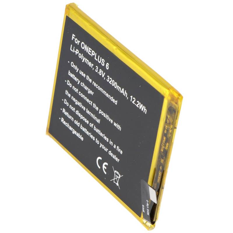Akku passend für ONEPLUS 6, Li-Polymer, 3,8V, 3200mAh, 12,2Wh, built-in, ohne Werkzeug von AccuCell