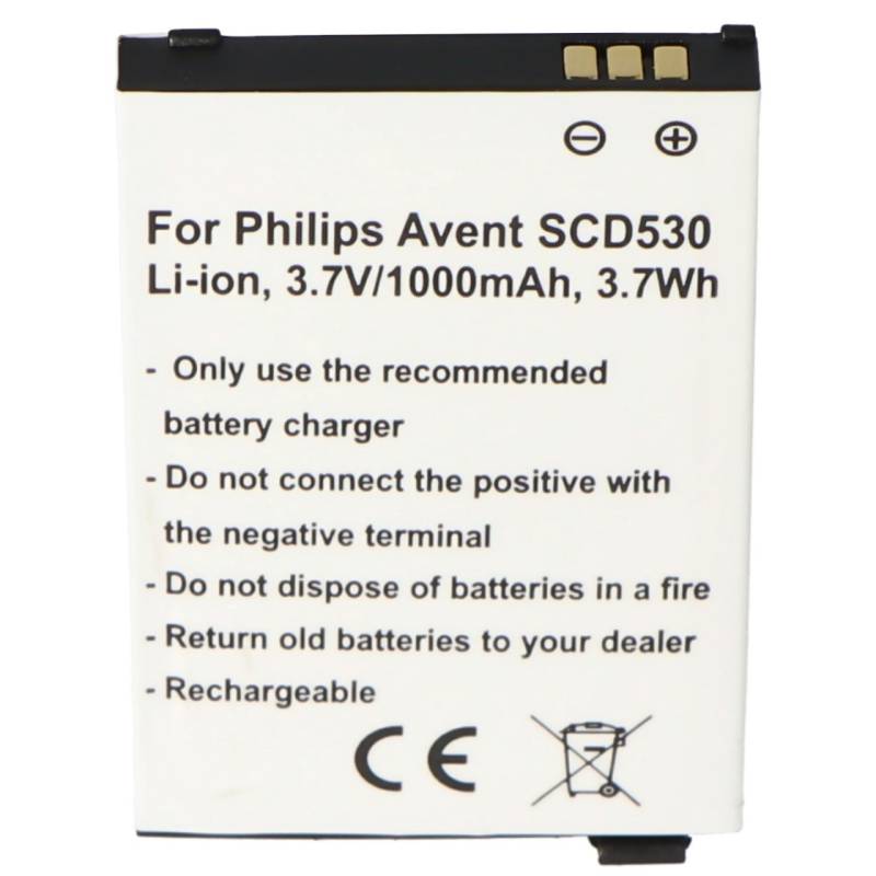 Akku passend für Philips Avent SCD530, Li-Ion, 3,7V, 1000mAh, 3,7Wh von AccuCell