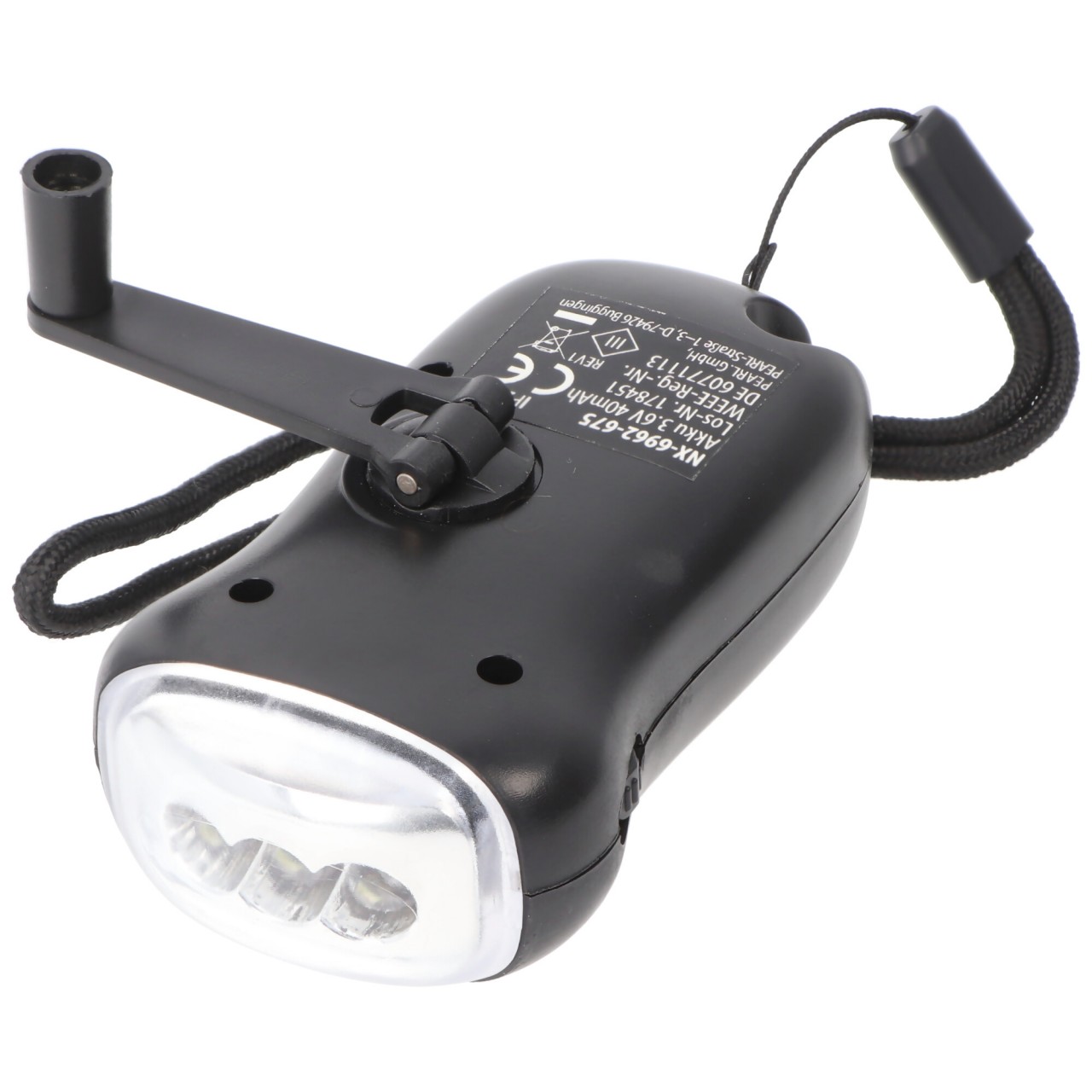 Dynamo Taschenlampe mit 3 LED, mit Ladekurbel, mit Solarladefunktion Dynamo Taschenlampe mit 3 LED, mit Ladekurbel, mit Solarladefunktion von AccuCell