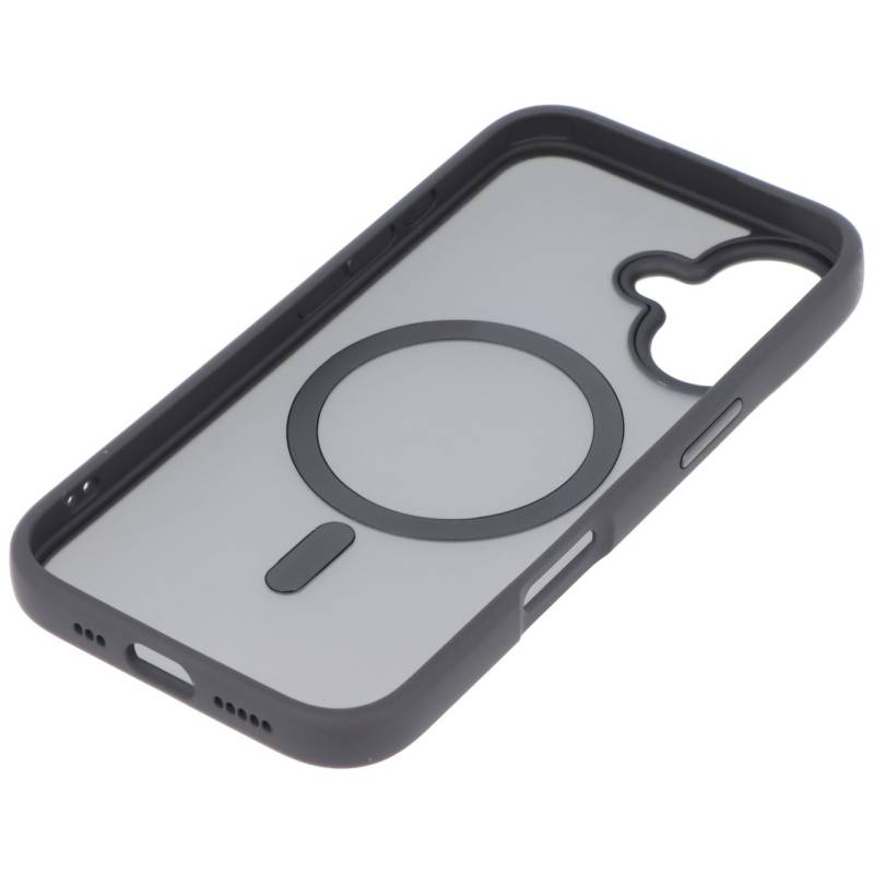 Hülle passend für Apple iPhone 16 - schwarz transparent MagSafe Wireless Charging von AccuCell