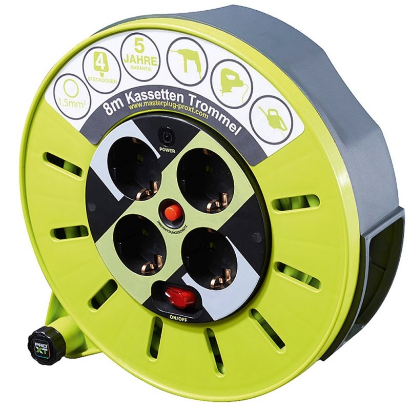 Kabelbox mit einer 8 Meter Kabellänge und 4x Schutzkontakt mit Kindersicherung Kabelbox mit einer 8 Meter Kabellänge und 4x Schutzkontakt mit Kindersicherung von AccuCell