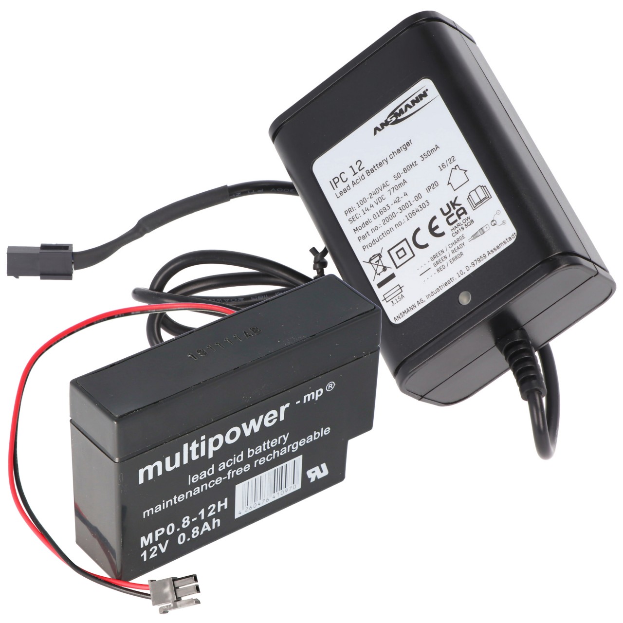 Ladegerät inklusive 1 Akku passend für den Multipower Bleiakku MP0.8-12H Heim und Haus Ladegerät inklusive 1 Akku passend für den Multipower Bleiakku MP0.8-12H Heim und Haus von AccuCell