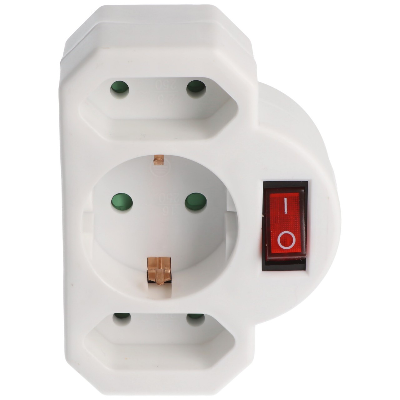 Multistecker 2x Euro und 1x Schutzkontakt weiß mit Schalter von AccuCell