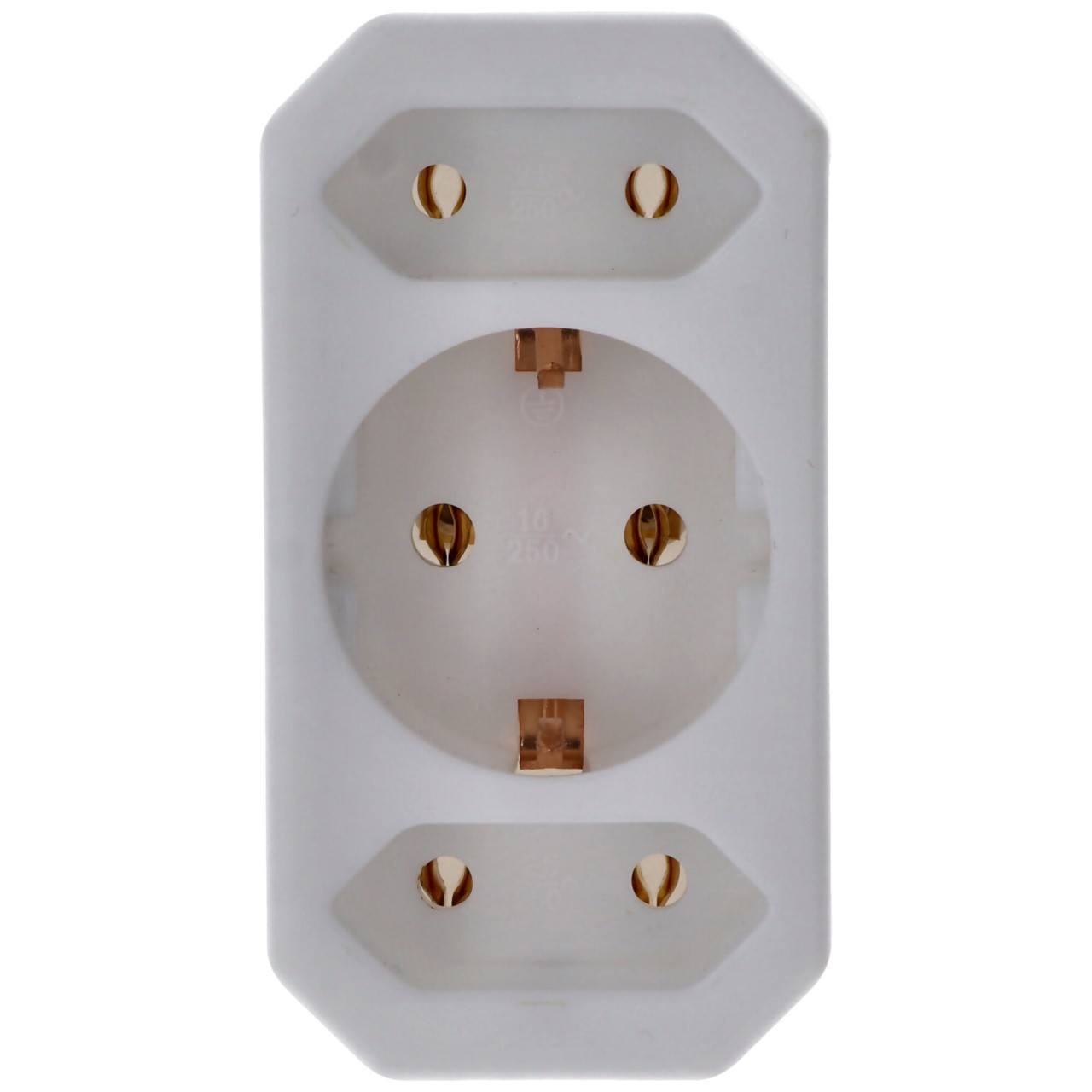 Multistecker 2x Euro und 1x Schutzkontakt weiß vertikal von AccuCell