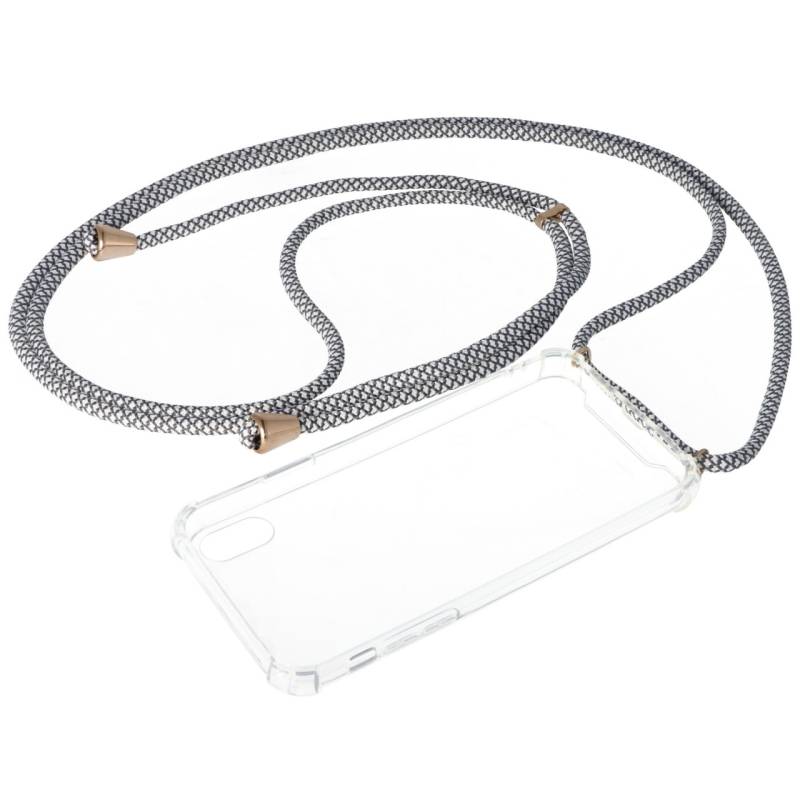 Necklace Case passend für Apple iPhone X, iPhone XS, Smartphonehülle mit Kordel grau,weiß zum Umhängen von AccuCell