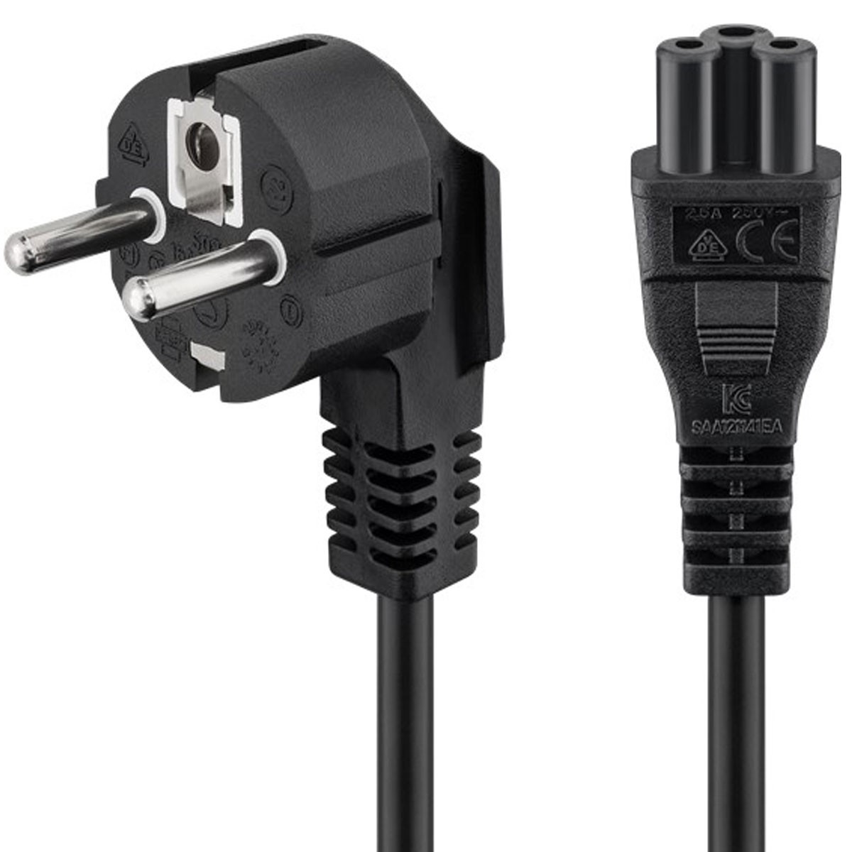 Netzanschlusskabel Schutzkontakt abgewinkelt 3,0 Meter Schwarz, auch Kleeblatt oder Mickey Mouse Stecker genannt Netzanschlusskabel Schutzkontakt abgewinkelt 3,0 Meter Schwarz, auch Kleeblatt oder Mickey Mouse Stecker genannt von AccuCell