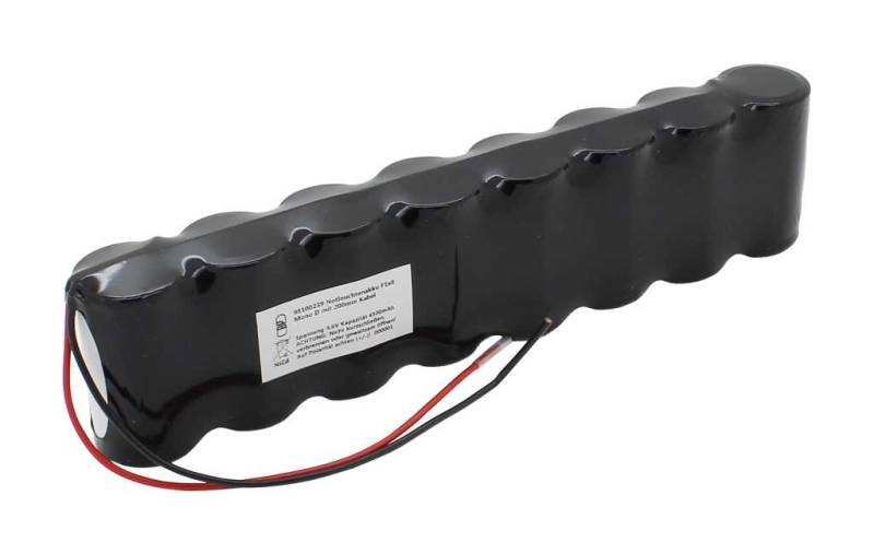 Notleuchtenakku NiCd 9,6V 4500mAh F1x8 Mono D mit 200mm Kabel 0,75mm² von AccuCell
