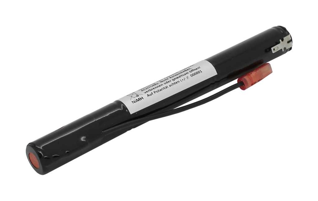 Notleuchtenakku NiMH 3,6V L1x3 Mignon AA mit Fastonstecker 2,8mm +Pol und 110mm Kabel und Faston-Buchse 2,8mm -Pol ersetzt Onelux AA09 Notleuchtenakku NiMH 3,6V L1x3 Mignon AA mit Fastonstecker 2,8mm +Pol und 110mm Kabel und Faston-Buchse 2,8mm -Pol ersetzt Onelux AA09 von AccuCell