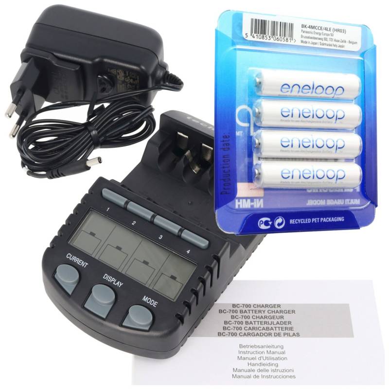 Panasonic eneloop Standard HR-3UTGA-4BP-CASE 8x Mignon AA Akkus und 1 AccuCell LCD-Ladegerät von AccuCell