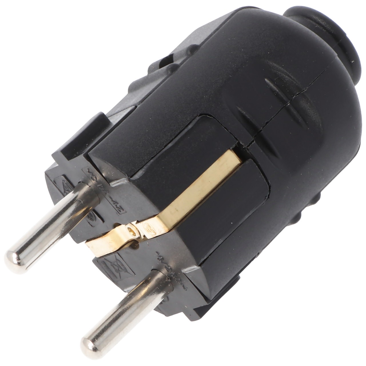 Schukostecker schwarz, Schutzkontaktstecker schwarz, Schuko-Stecker mit Zugentlastung IP44 16A 250V, mit doppeltem Schutzkontakt Schukostecker schwarz, Schutzkontaktstecker schwarz, Schuko-Stecker mit Zugentlastung IP44 16A 250V, mit doppeltem Schutzkontakt von AccuCell