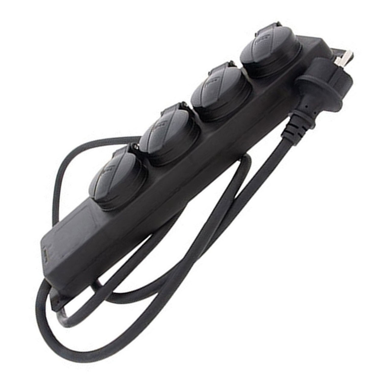 Steckdosenleiste 4-fach Outdoor mit Klappe Farbe schwarz IP44 Querschnitt 1,5mm² 4x für Schukostecker Steckdosenleiste 4-fach Outdoor mit Klappe Farbe schwarz IP44 Querschnitt 1,5mm² 4x für Schukostecker von AccuCell