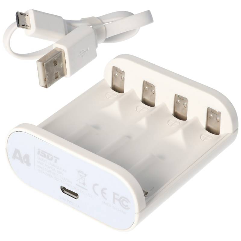 USB Schnell-Ladegerät Smart Charger A4, leicht zu bedienen, geeignet für AA Micro, AAA Mignon, 12500, LR03, LR06 von AccuCell