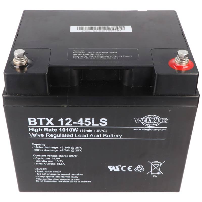 Wing BTX12-45LS 12V 47Ah high rate hochstromfähig Bleiakku AGM Blei Gel Akku von AccuCell