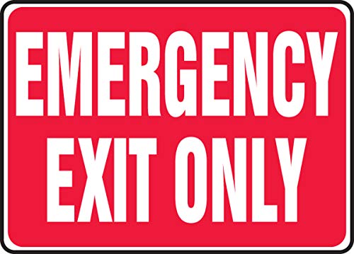 Accuform MEXT441VA Aluminium-Sicherheitsschild, Legende "Emergency Exit Only", 25,4 cm Länge x 35,6 cm Breite, Weiß auf Rot von Accuform