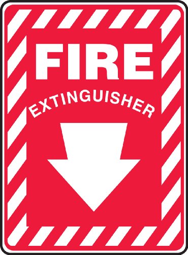 Accuform MFXG417VA Aluminium-Sicherheitsschild, Legende "FIRE EXTINGUISHER (ARROW DOWN)", 25,4 cm Länge x 17,8 cm Breite, Weiß auf Rot von Accuform