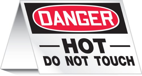 Accuform PAT725 Warnschild aus Aluminium im Zelt-Stil, Legende "Danger Hot Do Not Touch", 8,9 cm Höhe x 12,7 cm Breite, Rot/Schwarz auf Weiß von Accuform