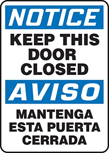 Accuform SBMABR825VA Spanish Bilingual Aluminum Sign, Legend "NOTICE KEEP THIS DOOR CLOSED/AVISO MANTENGA ESTA PUERTA CERRADA", 14" Length x 10" Width, Blue/Black on White Accuform SBMABR825VA Spanish Bilingual Aluminum Sign, Legend "NOTICE KEEP THIS DOOR CLOSED/AVISO MANTENGA ESTA PUERTA CERRADA", 14" Length x 10" Width, Blue/Black on White von Accuform