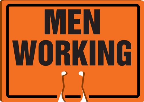 Accuform Signs FBC754 Plastic Traffic Cone Top Warning Sign, Legend MEN WORKING, 10 Length x 14 Width x 0.060 Thickness, Black on Orange by Accuform von Accuform
