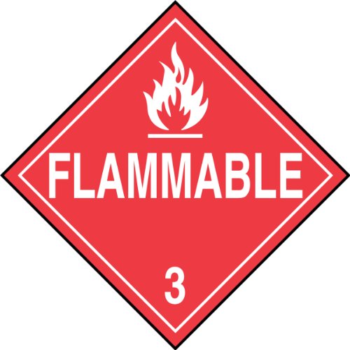 Accuform Signs MPL301VP1 Plastic Hazard Class 3 DOT Placard Warntafel, Legend ''FLAMMABLE 3'' with Graphic, 10-34'' Width x 10-34'' Length, White on Red Accuform Signs MPL301VP1 Plastic Hazard Class 3 DOT Placard Warntafel, Legend ''FLAMMABLE 3'' with Graphic, 10-34'' Width x 10-34'' Length, White on Red von Accuform