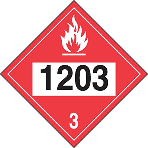 Accuform Signs MPL733VP1 Plastic 4-Digit DOT Placard, Hazard Class 3, Legend"1203" (Gasoline), 10-3/4" Length x 10-3/4" Width x 0.055" Thickness, Black/White on Red von Accuform