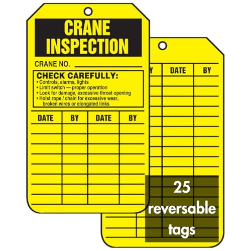 Accuform Signs TRS303CTP Inspection Record Tag, Legend"Crane Inspection", 5.75" Length x 3.25" Width x 0.010" Thickness, PF-Cardstock, Black on Yellow (Pack of 25) von Accuform