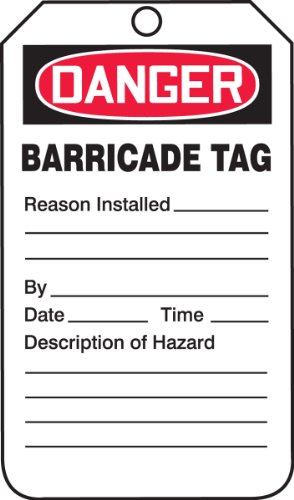 accuform Schilder tab104ctp Barricade Status Tag, Legend "Gefahr Barricade Tag," 14,6 cm Länge x 8,3 cm Breite x 0 cm Stärke, pf-cardstock, rot/schwarz auf weiß (25 Stück) von Accuform