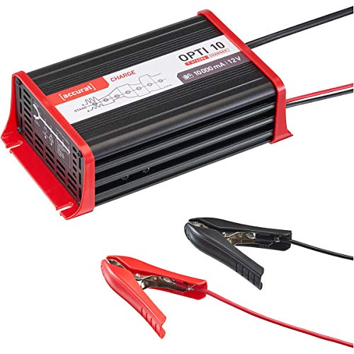 Accurat Opti 10 Batterieladegerät- 12V, 10A, 7Stufen, Ladestatusanzeige- Erhaltungsladegerät, vollautomatisches, intelligentes Autobatterie Ladegäret, Batteriepfleger für AGM,Gel, Nass, SLA-Batterien von Accurat