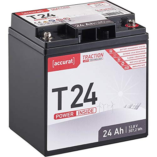 Accurat Traction LiFePO4 Batterie T24-12V, 24Ah - Lithium-Eisenphosphat Versorgungsbatterie, Bootsbatterie, Solarbatterie für Wohnwagen, Wohnmobil, Camper von Accurat