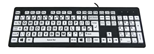 Accuratus Rainbow 2 – USB-Tastatur mit hohem Kontrast und Sehbehinderung mit fetten Tastenlegenden auf kontrastreichen weißen Tasten von Accuratus