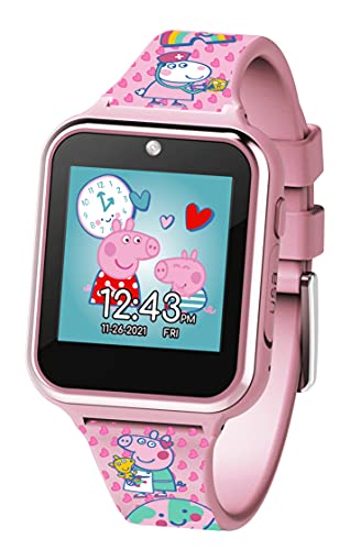 Accutime PPG4086 Kinder Smartwatch Peppa Pig, Kinderuhr mit Selfie Kamera, Foto & Video, Stoppuhr, 6 Spiele, 3 Hintergründe, 10 Zifferblätter, Diktiergerät, Fitness Tracker Uhr, Wecker, Rosa von Accutime